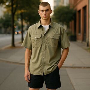 Columbia PFG Vented Fishing Shirt Olive Green Short Sleeve Outdoor NWT Men’s XL